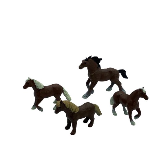 Vtg Safari Clydesdale Haflinger Miniature Brown Horses Set Of 4 - Picture 6 of 12